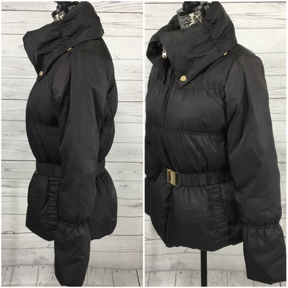 ANDREW MARC Brown Puffer Down Jacket Belted Sz XS - Picture 6 of 8